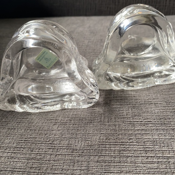 Pair retired PartyLite clear dolphin glass holders - Picture 5 of 9